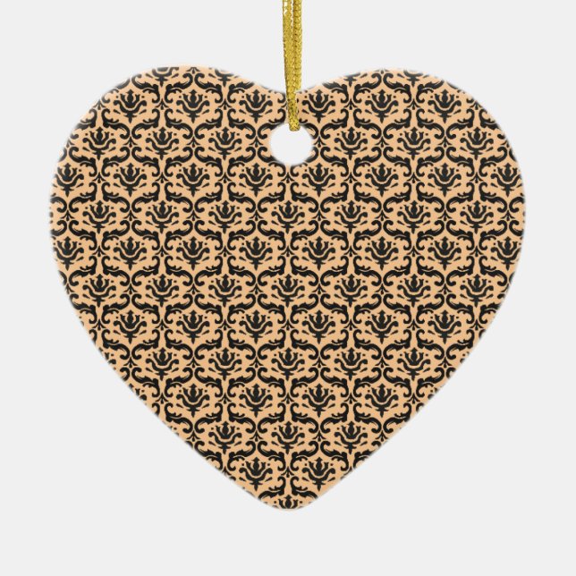Damask beige & schwarz keramik ornament (Vorne)