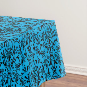 Damask Black & Blue Tischdecke