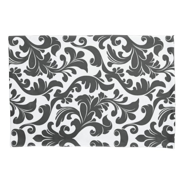 Damask Black Kissenbezug (Vorderseite-Links)