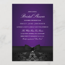 Damask Black & Lila Bow Brautparty laden Einladung
