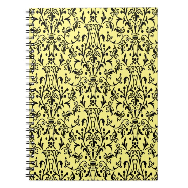 Damask Black & Yellow Notizblock (Vorderseite)