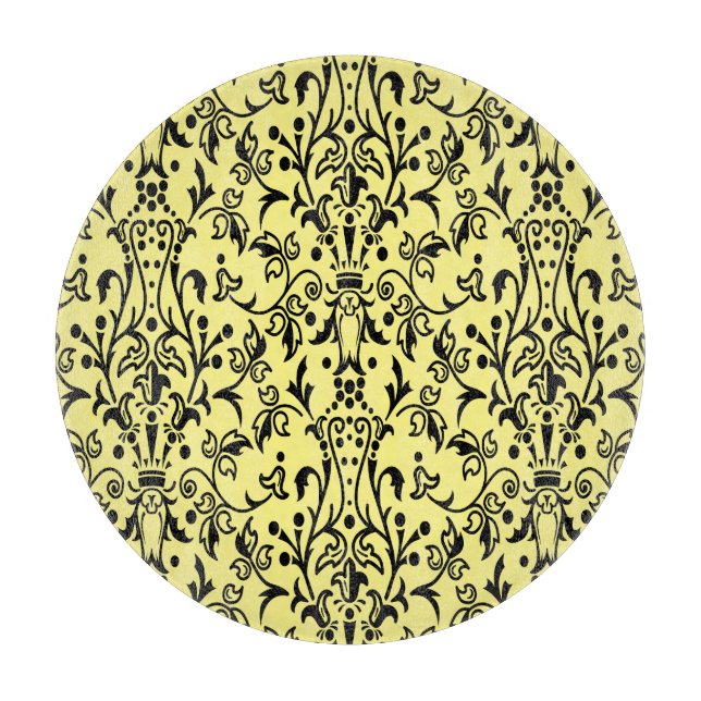 Damask Black & Yellow Schneidebrett (Vorderseite)