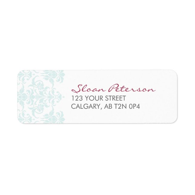 Damask Blue Address Label (Vorne)