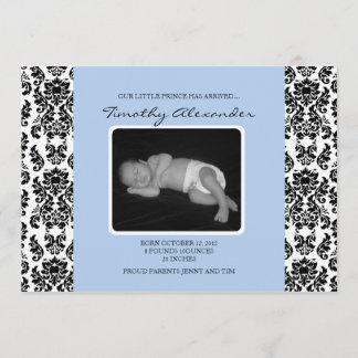 Damask Blue Birth Ankündigung