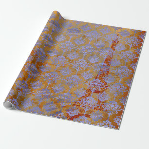 Damask Blue Cobalt Old Paris Rose Gold Royal Geschenkpapier