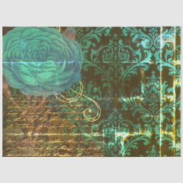 Damask blue Flowers- Steampunk grunge Seidenpapier