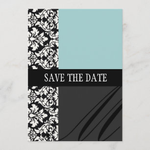 Damask Blue Save the Date Card
