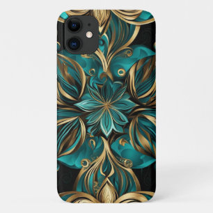 Damask Blume Gold Emerald Black Case-Mate iPhone Hülle