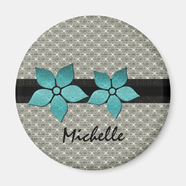 Damask-Blume-Magnet Magnet (Vorne)