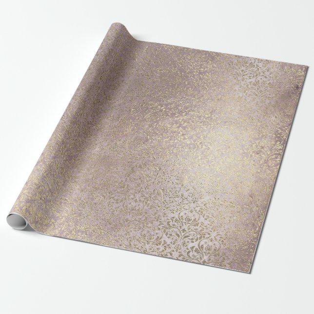 Damask Blush Pink Rose Gold Foxier Pulver Royal Geschenkpapier (Ungerollt)
