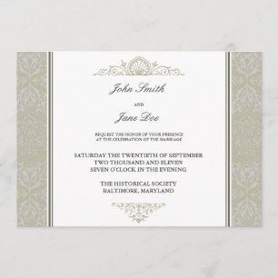 Damask Border Invasion in Champagne Einladung