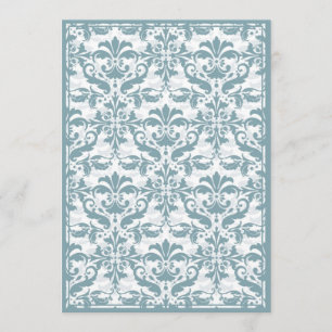 Damask Border mit Doppelrahmen (blau) Einladung