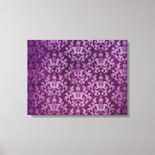 Damask botanic & herzen lila Triptychdruck Leinwanddruck