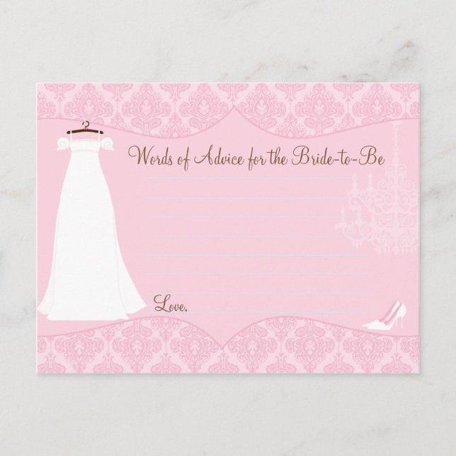 Damask Brautparty Advice card for Bride Hinweiskarte (Vorderseite)