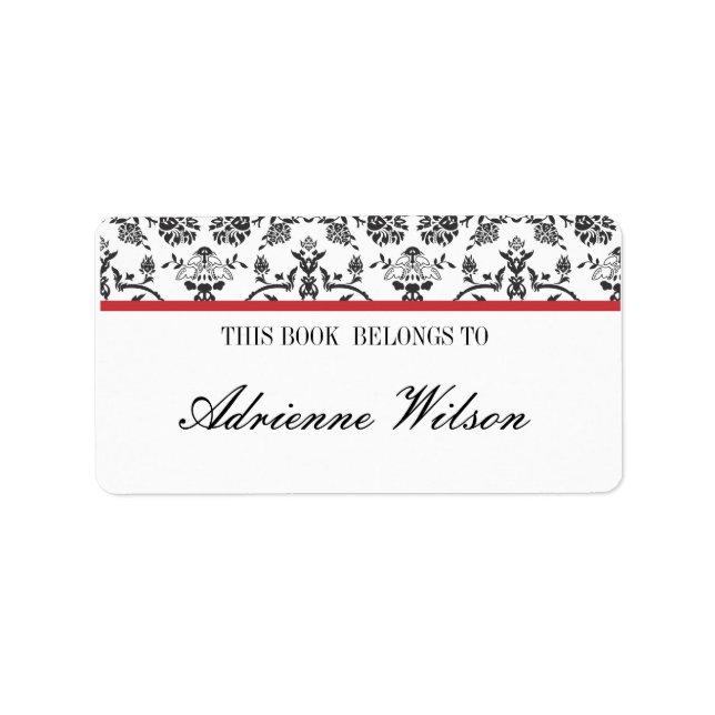 Damask Buchzeichen Adressaufkleber (Vorne)