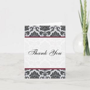 Damask Burgundy Wedding Danke Cards