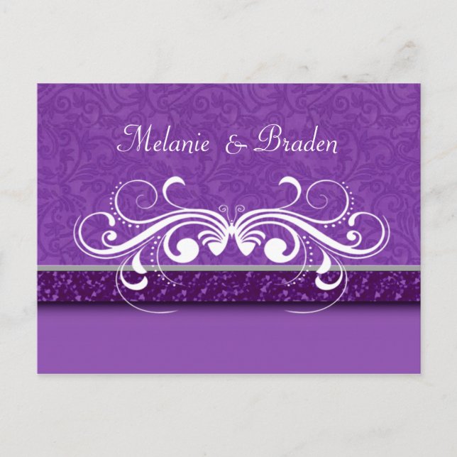 Damask Butterfly Save the Date Einladung (Vorderseite)