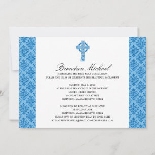 Damask Celtic Cross First Communation Einladung