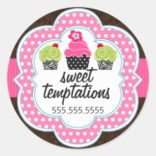 Damask Cupcake Bakeholder Runder Aufkleber