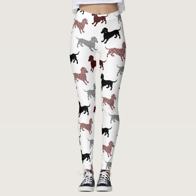 Damask-Dackeln Leggings (Vorderseite)