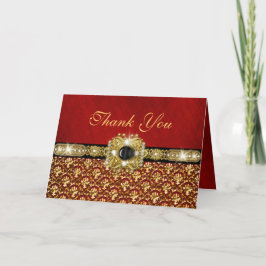 Damask "danke dir", schwarzes rotes Gold Dankeskarte