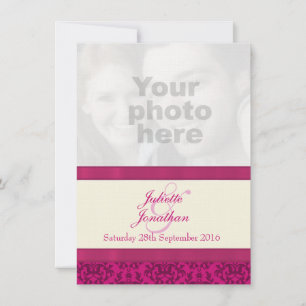 Damask dark pink & creme Hochzeit Einladung