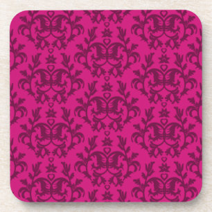 Damask dark pink "Kangaroo Paws" Set von 6 Unterse Untersetzer