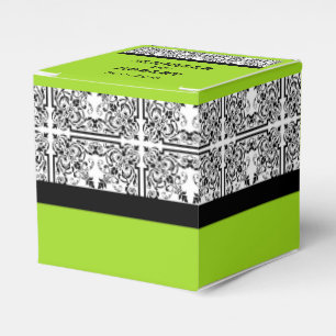 Damask Delight in Lime Green Gastgeschenk Hochzeit Geschenkschachtel