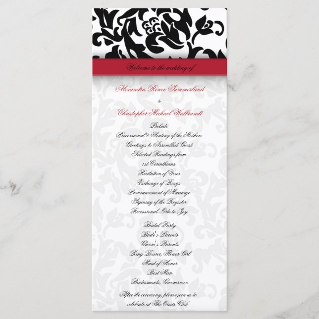 Damask Delight Wedding Program Programm (Vorderseite)