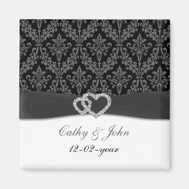 Damask Diamant Holzkohle Save the Date Magnet