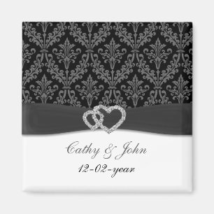 Damask Diamant Holzkohle Save the Date Magnet
