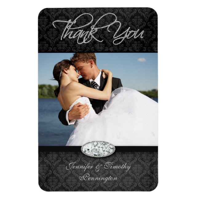Damask Diamond Hochzeit danke Ihnen Foto Magnete (Vertikal)