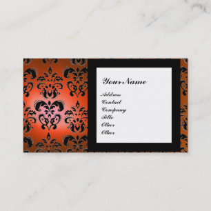 DAMASK-EDELSTEIN-MONOGRAMM orange Visitenkarte
