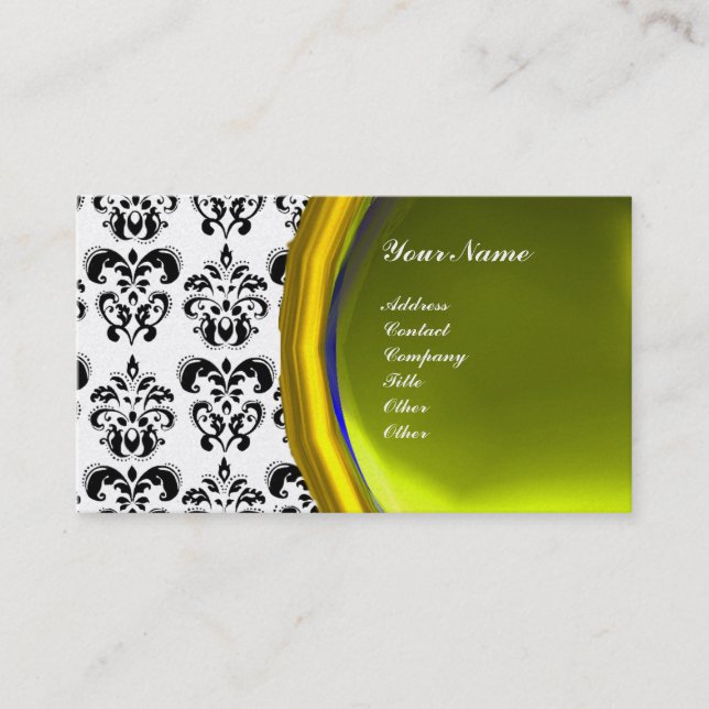 DAMASK EDELSTEIN-MONOGRAMM, Platin Visitenkarte (Vorderseite)