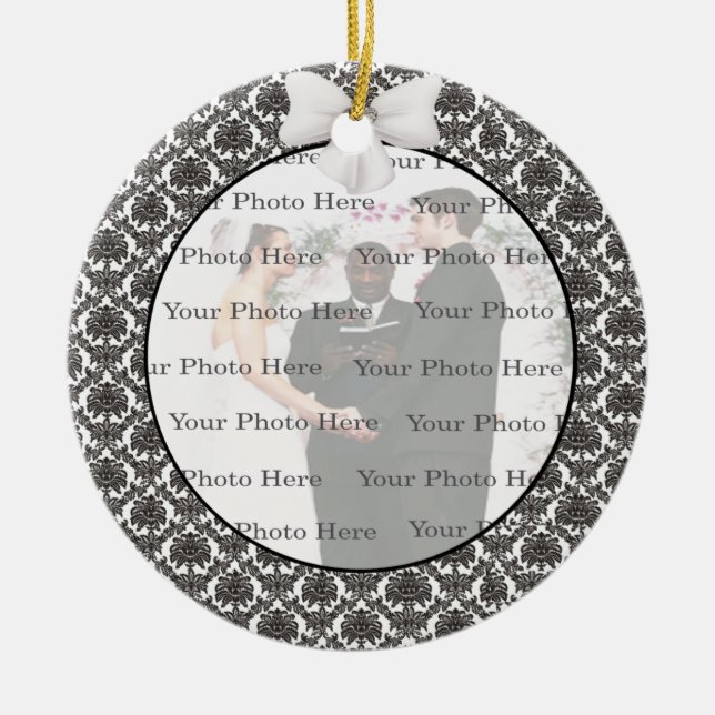 Damask Elegance Hochzeit Keramikornament (Vorne)
