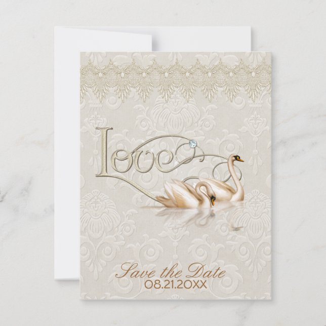 Damask Elegance Save The Date (Vorderseite)