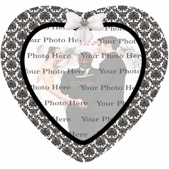 Damask Elegance Wedding Foto Frame Freistehende Fotoskulptur (Vorne)