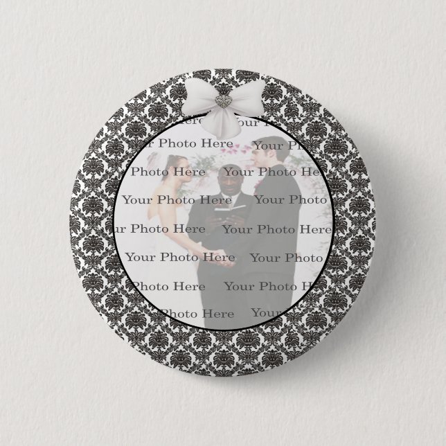 Damask Elegance Wedding Round Button (Vorderseite)
