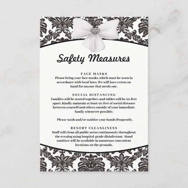 Damask Elegance Wedding Safety Measures Begleitkarte (Vorderseite)