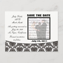 Damask Elegance Wedding Save the Date Postcard Ankündigungspostkarte