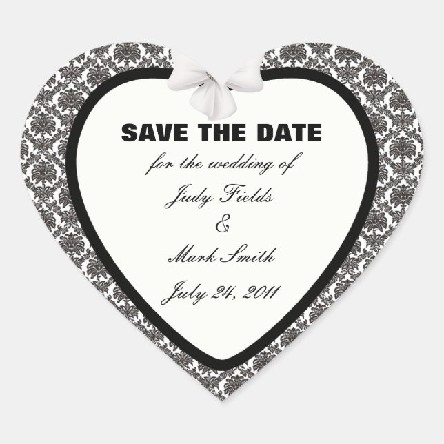 Damask Elegance Wedding Save the Date Stickers (Vorderseite)
