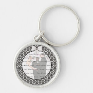 Damask Elegance Wedding Silver Round Key Chain Schlüsselanhänger