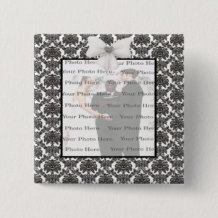 Damask Elegance Wedding Square Button