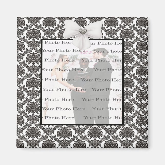 Damask Elegance Wedding Square Magnet (Vorne)