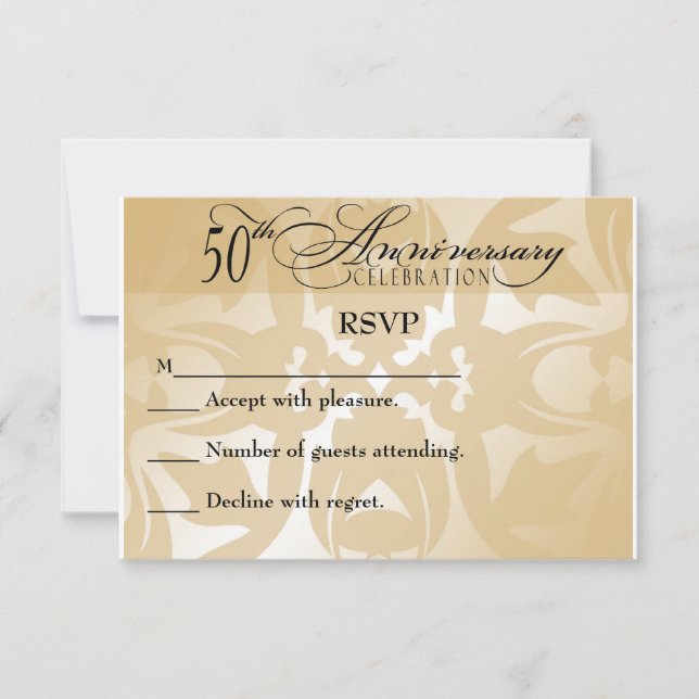 Damask Elegant RSVP-Karte zum 50-jährigen Jubiläum RSVP Karte (Vorderseite)