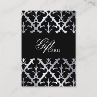 Damask Elegante Geschenkkarte Silberschwarz Rabattkarte