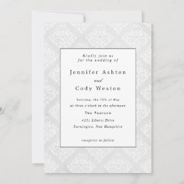 Damask Elegante klassische White Wedding Einladung