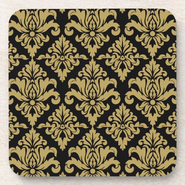 Damask Fabric dekoriert Print Getränkeuntersetzer (Vorderseite)