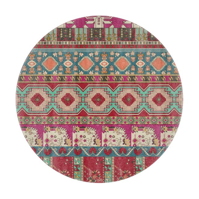 Damask Floral Geometric Colorful Patchwork Schneidebrett (Vorderseite)