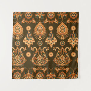 Damask Floral: Nahtloser Vintager Stil Wandteppich
